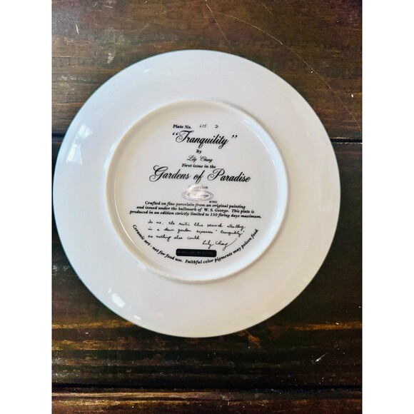 Collectors Plate "Serenity" by Lily Chang Gardens of Paradise Peacock 8.25" - Picture 2 of 4
